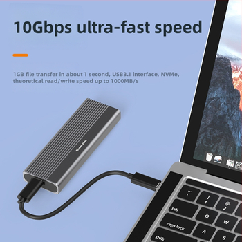 M.2 púzdro pre NVMe/SATA SSD s dvojitou prevádzkou, Type-C, hliníková zliatina, podporuje až 8TB, rýchlosti 10Gbps NVMe / 5Gbps SATA
