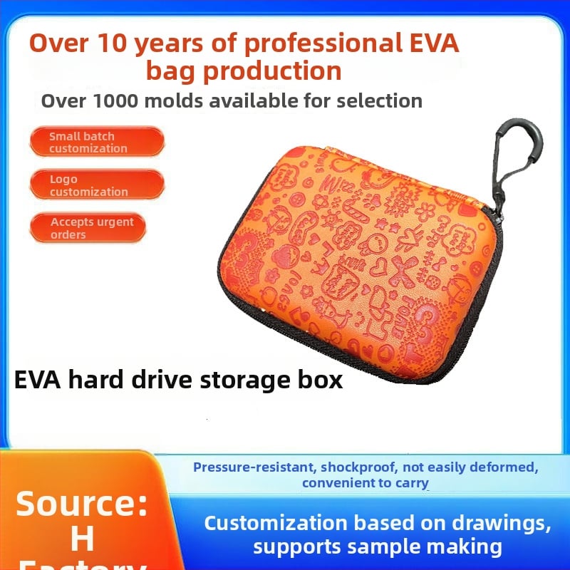 Eva kietojo disko laikymo krepšys – EVA medžiaga; 3C skaitmeninė pakuotė; tikslas: skaitmeninių namų įrenginių pakuotė; kilmės vieta: Dongguan