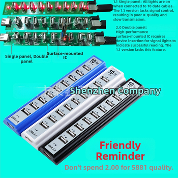 USB hub s 10 portami a dokovacia stanica 1–10 pre stolné počítače a notebooky