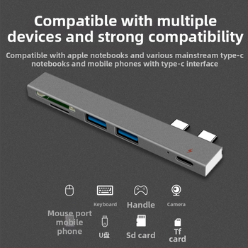 Dok MacBook Air Pro s čítačkou kariet, USB-C hub, PD nabíjanie, USB 2.0, bez externého napájania