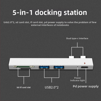 Dok MacBook Air Pro s čítačkou kariet, USB-C hub, PD nabíjanie, USB 2.0, bez externého napájania