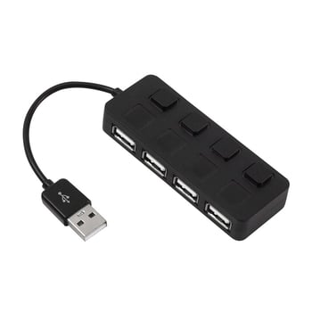 Hub USB 2.0 cu 4 porți H031, întrerupătoare independente, 480 Mbps, cablu 0,3 m, fără alimentare externă