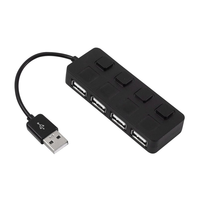 Hub USB 2.0 cu 4 porți H031, întrerupătoare independente, 480 Mbps, cablu 0,3 m, fără alimentare externă