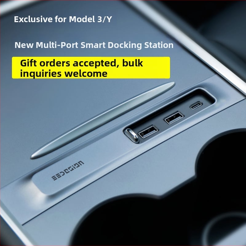 Tesla Model 3/Y USB rozširujúci dok s USB-A a USB-C výstupmi, 3-portový hub, 27W, model T9-2, napájanie cez USB