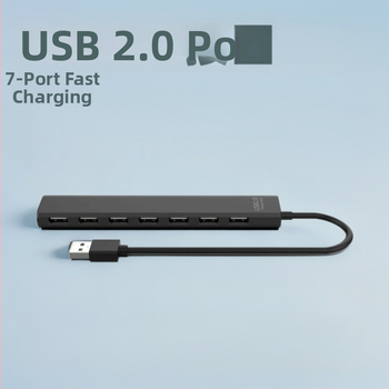 JB201 USB 2.0 7-portový vysokorýchlostný HUB, 48 Gbps, kábel dĺžky 30 cm