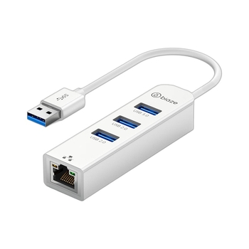 Hub USB 3.0 cu port RJ45 Ethernet, 4 porturi, 5 Gbps, fără alimentare externă, model ZH242