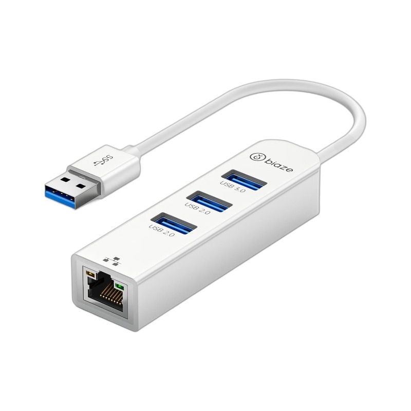 Hub USB 3.0 cu port RJ45 Ethernet, 4 porturi, 5 Gbps, fără alimentare externă, model ZH242