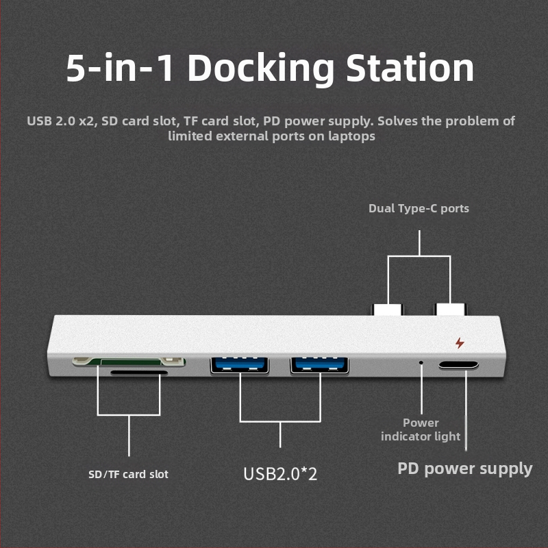 USB-C docking stanica XS819 s USB 2.0 rozhraním, bez externého napájania