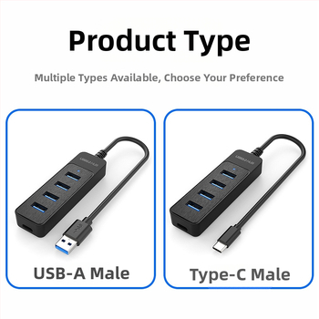 Fulian BRS-405 USB 3.0 hub s 4 porta, Type-C, visoko brzinski razdjelnik za računalo 1–4