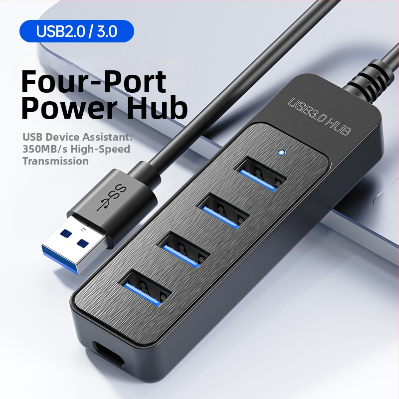 4-portový USB 3.0 hub s USB-C kompatibilitou, model BRS-405, 5 Gbps prenosová rýchlosť, externé napájanie