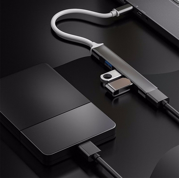 Type-C rozbočovač 1 na 4 s USB 3.0 hubom, 4 porty, bez externého napájania
