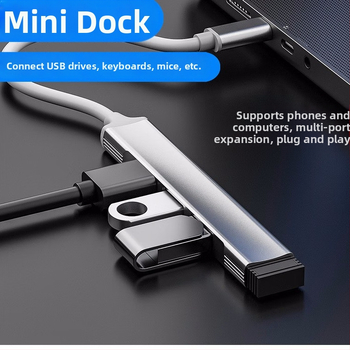Type-C rozbočovač 1 na 4 s USB 3.0 hubom, 4 porty, bez externého napájania