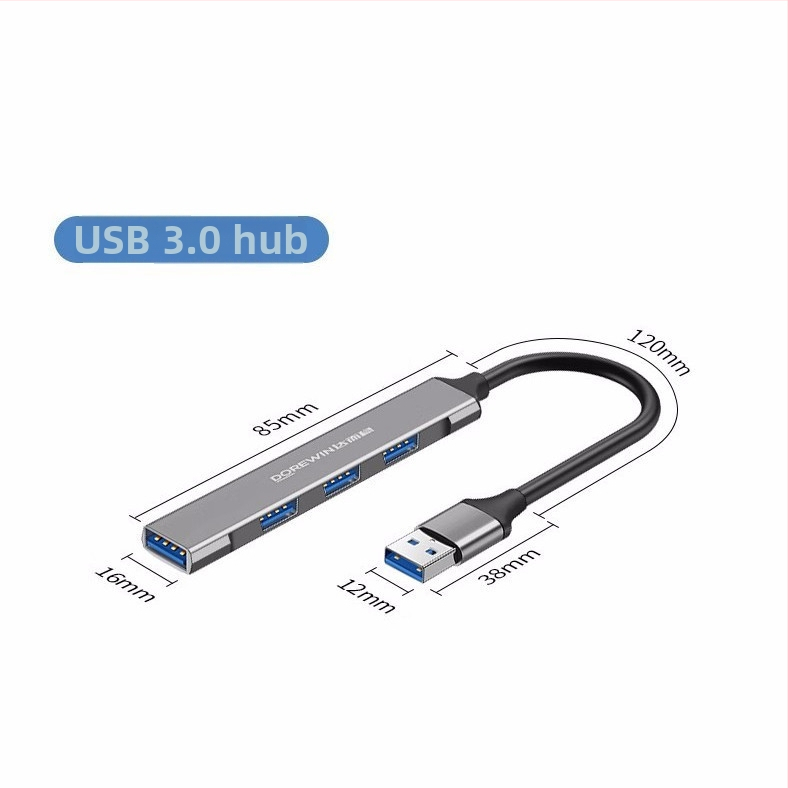 Type-C rozbočovač 1 na 4 s USB 3.0 hubom, 4 porty, bez externého napájania