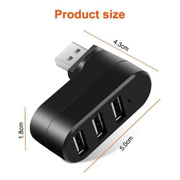 Okretni USB 2.0 hub s 3 porta za automobil, mini docking stanica