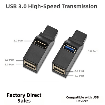Prijenosni USB 3.0/2.0 hub s 3 priključcima, inteligentan USB razdjelnik visoke brzine