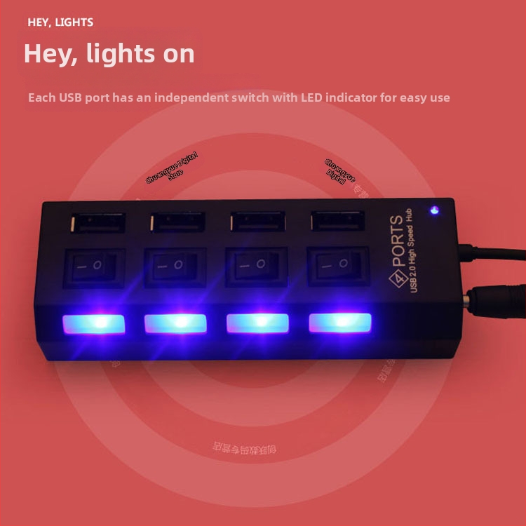 4-portový USB 2.0 hub pre počítač