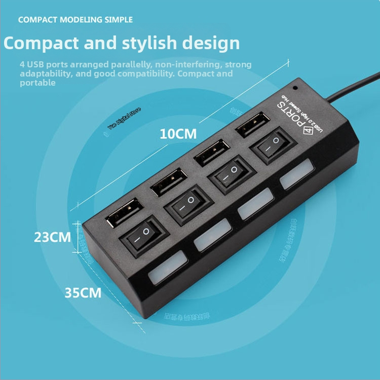 4-portový USB 2.0 hub pre počítač