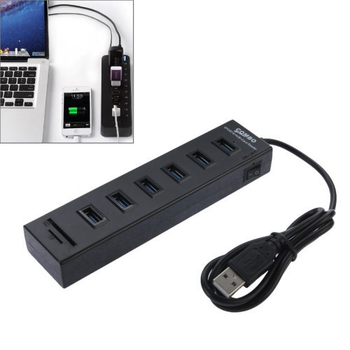 USB 2.0 6-portový hub s čítačkou TF/SD kariet, dokovacia stanica, 480 Mbps, 80 cm kábel