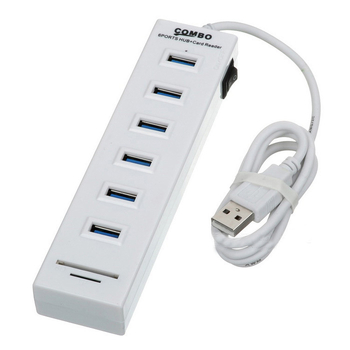 USB 2.0 6-portový hub s čítačkou TF/SD kariet, dokovacia stanica, 480 Mbps, 80 cm kábel