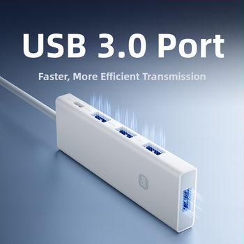 USB 3.0 4-portový rozdeľovač/adaptér pre prenos dát (kábel USB-A/Type-C približne 7,6 cm, bez externého napájania, USB 3.0 rozhranie, teoreticky až 5 Gbps, až 450 MB/s)