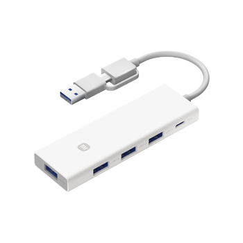 Divizor/Adaptor USB 3.0 cu 4 porturi pentru transfer de date (cablu USB-A/Type-C de aproximativ 7,6 cm, fără alimentare externă, interfață USB 3.0, până la 5 Gbps teoretic, până la 450 MB/s)