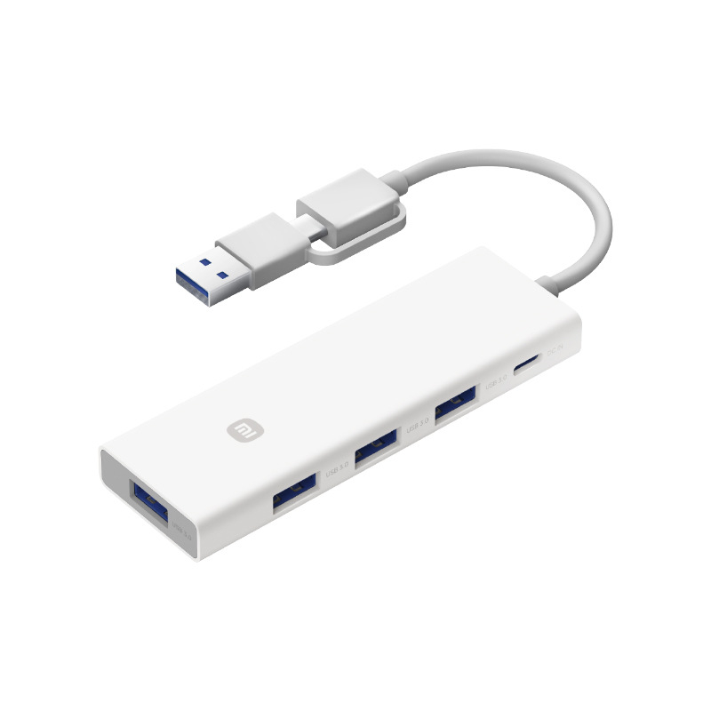 Divizor/Adaptor USB 3.0 cu 4 porturi pentru transfer de date (cablu USB-A/Type-C de aproximativ 7,6 cm, fără alimentare externă, interfață USB 3.0, până la 5 Gbps teoretic, până la 450 MB/s)