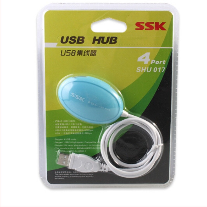 USB 2.0 štvorportový hub, kábel 0,5 m, bez externého napájania, model SHU017