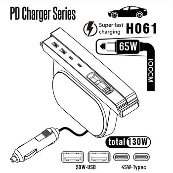 Automobilový centrálny riadiaci hub pre Tesla Model 3/Y, PD 65W, Type-C, 1–4 porty, externé napájanie, max. 145W