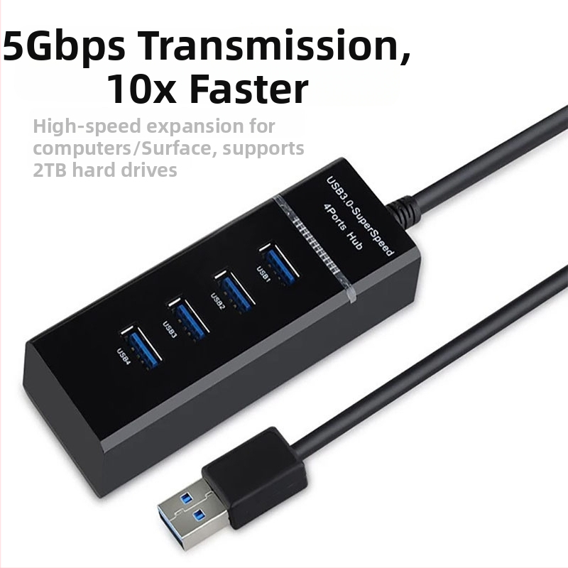 Cobolong USB 3.0 hub pre počítačové pripojenie, vysokorýchlostné USB rozhranie, 5 Gbps, bez externého napájania, dĺžka kábla 34 cm alebo 50 cm