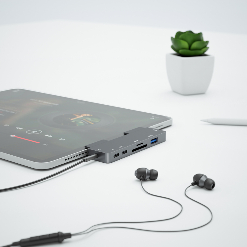 USB-C docking stanica s čitačem kartica, kompatibilna s više operacijskih sustava, za pametne telefone i tablete
