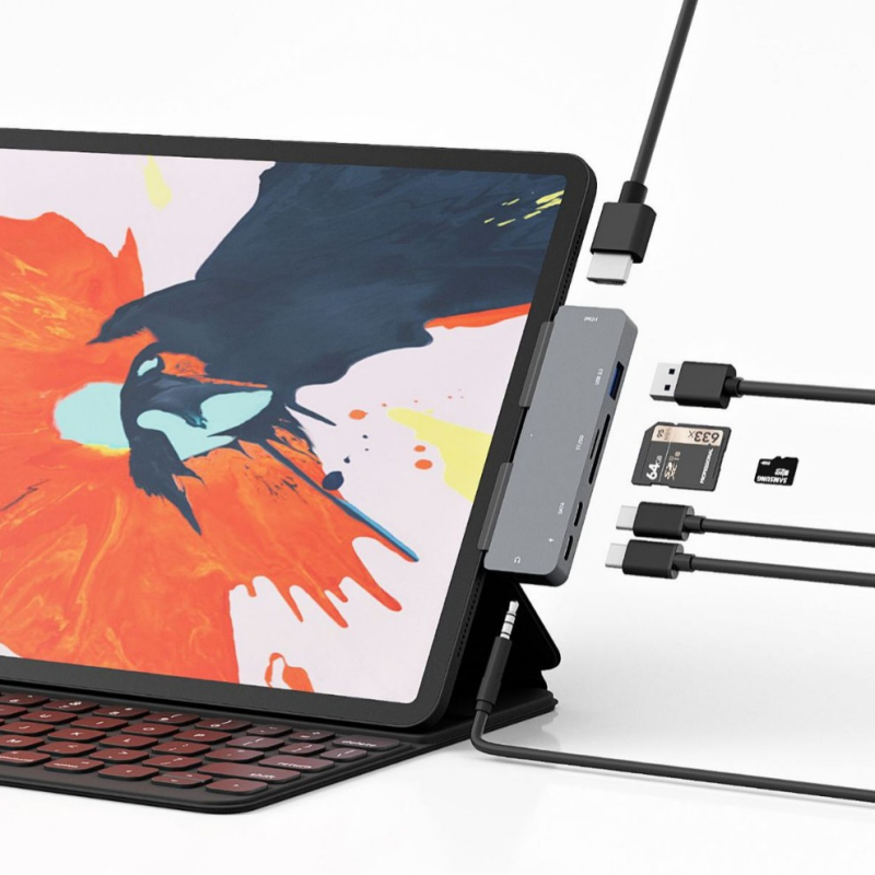 USB-C docking stanica s čitačem kartica, kompatibilna s više operacijskih sustava, za pametne telefone i tablete