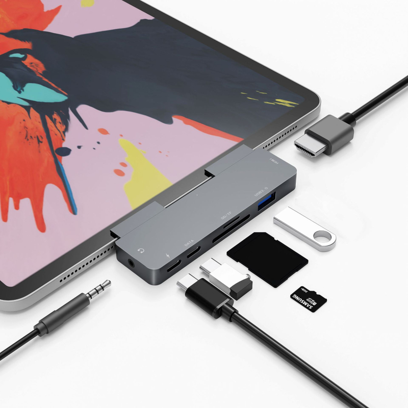 USB-C docking stanica s čitačem kartica, kompatibilna s više operacijskih sustava, za pametne telefone i tablete