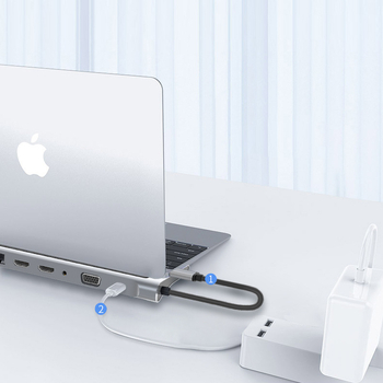 12-u-1 USB-C docking station za prijenosno računalo s HDMI, VGA i USB hubom, dvostruki HDMI izlaz (5 Gbps prijenos, USB-C sučelje, bez vanjskog napajanja)