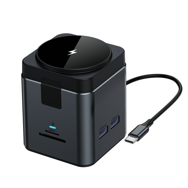Type-C docking stanica s USB 15W magnetskim bežičnim punjačem, HUB za telefon i računalo
