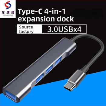 Hliníková USB-C dokovacia stanica štyri v jednom s USB 3.0 hubom a OTG, 5 Gbps