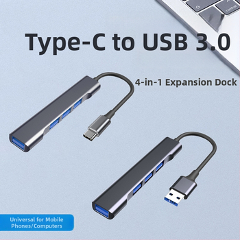 Hliníková USB-C dokovacia stanica štyri v jednom s USB 3.0 hubom a OTG, 5 Gbps