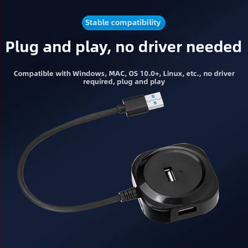 Zhongxin USB 3.0 4-portový hub s Type-C rozšíreným dokom, 5 Gbps, kábel 30 cm, napájanie cez USB