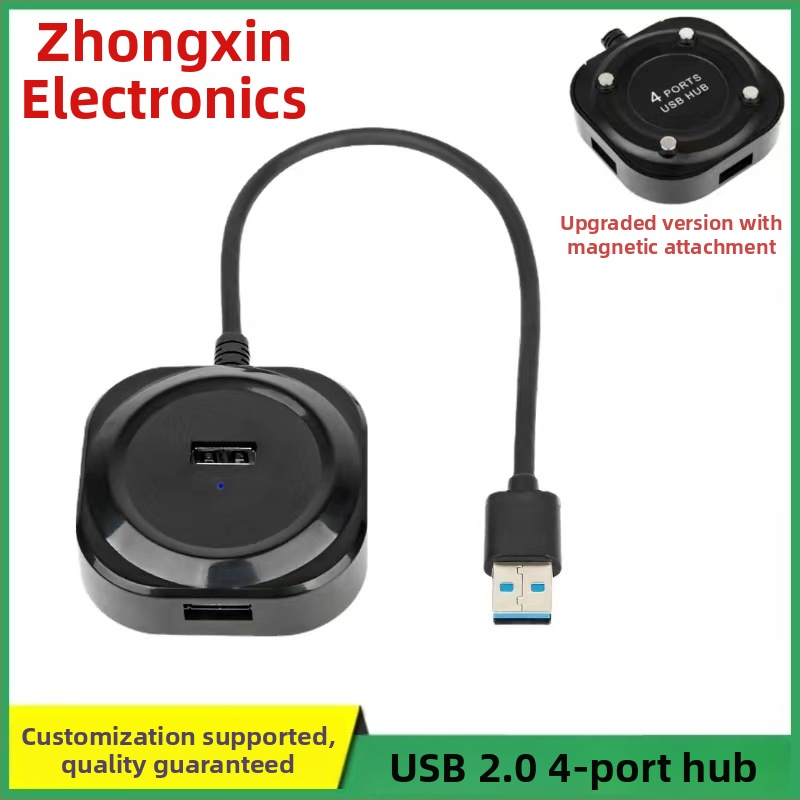 Zhongxin USB 3.0 4-portový hub s Type-C rozšíreným dokom, 5 Gbps, kábel 30 cm, napájanie cez USB