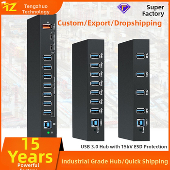 USB hub, priemyselnej triedy, ochrana proti statickému náboju, USB 3.0, napájaný cez počítač, model TH-3810