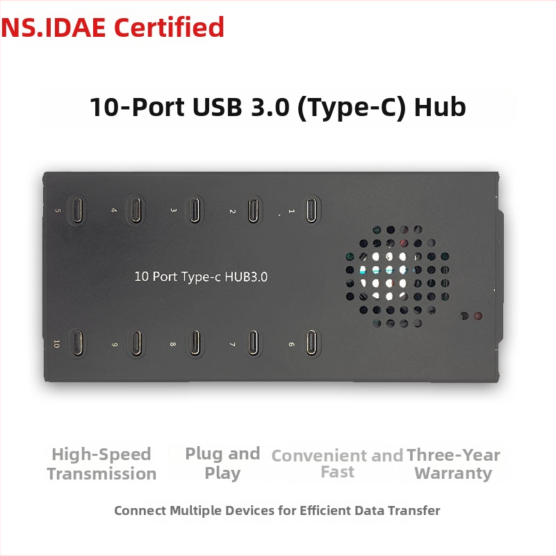 10-portový USB 3.0 hub s Type-C, napájaný, 5 Gbps, kábel 1,5 m
