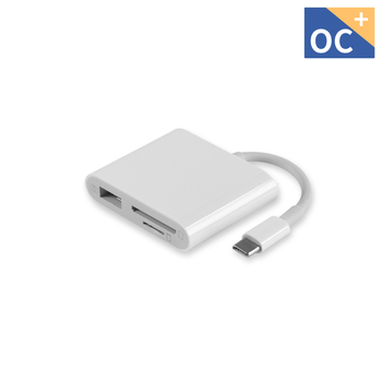 Type-C 3-σε-1 hub για SD/TF καρτών (OTG); συμβατό με Huawei, Xiaomi και Apple; USB 2.0/3.0; τροφοδοσία μέσω USB; Διασύνδεση Type-C; μία θύρα