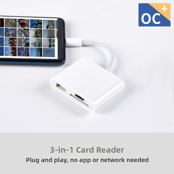Type-C 3-σε-1 hub για SD/TF καρτών (OTG); συμβατό με Huawei, Xiaomi και Apple; USB 2.0/3.0; τροφοδοσία μέσω USB; Διασύνδεση Type-C; μία θύρα