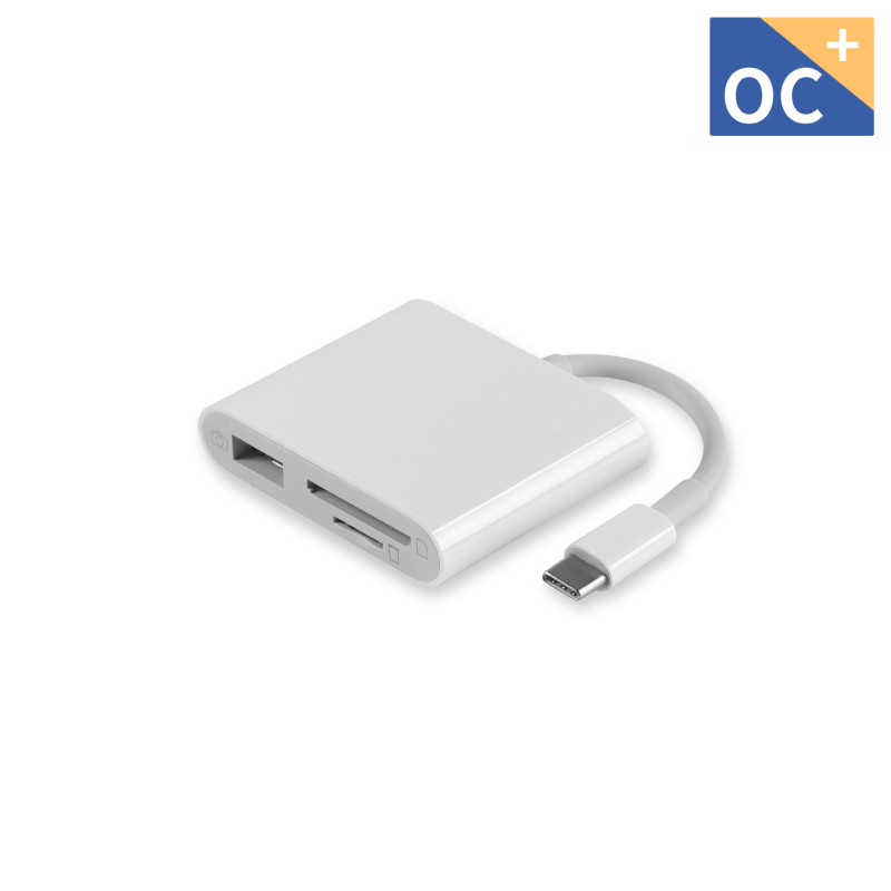Type-C 3-σε-1 hub για SD/TF καρτών (OTG); συμβατό με Huawei, Xiaomi και Apple; USB 2.0/3.0; τροφοδοσία μέσω USB; Διασύνδεση Type-C; μία θύρα