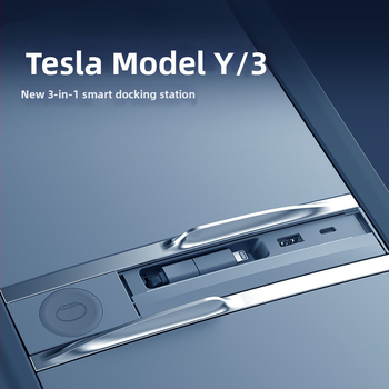 Tesla Model 3/Y dokovacia stanica bezdrôtového nabíjania (T12), USB 3.0, 80 cm kábel, externé napájanie, 4 porty