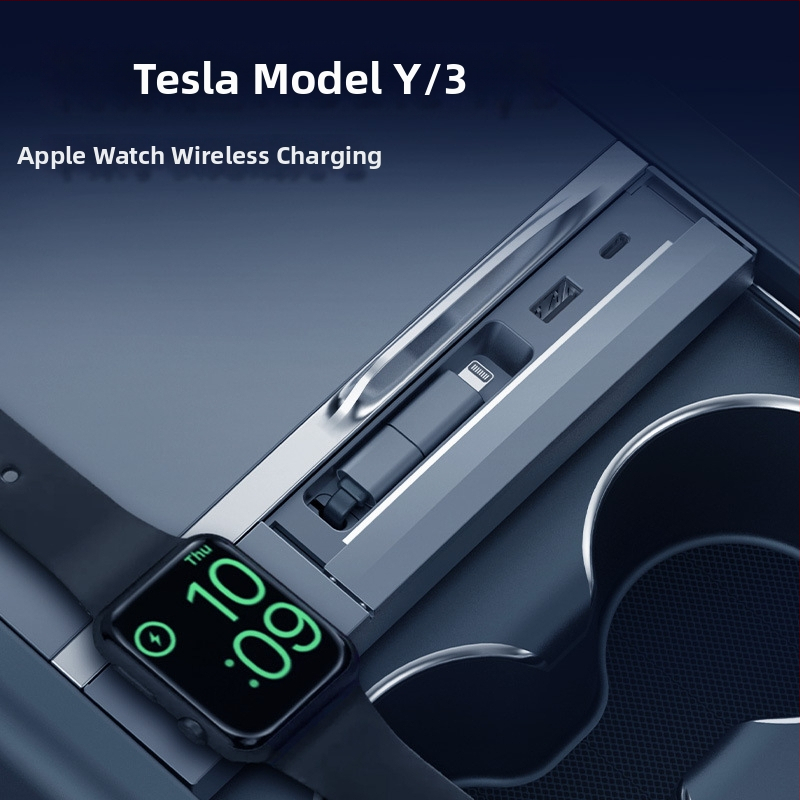 Tesla Model 3/Y dokovacia stanica bezdrôtového nabíjania (T12), USB 3.0, 80 cm kábel, externé napájanie, 4 porty