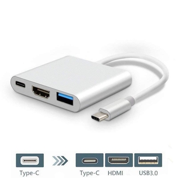 Adaptor Type-C către HDMI și USB 3-în-1, 4K, USB 2.0, fără alimentare externă