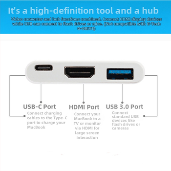 Type-C na HDMI konvertor s USB výstupom, 4K podpora