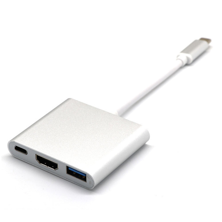 Adaptor Type-C către HDMI și USB 3-în-1, 4K, USB 2.0, fără alimentare externă