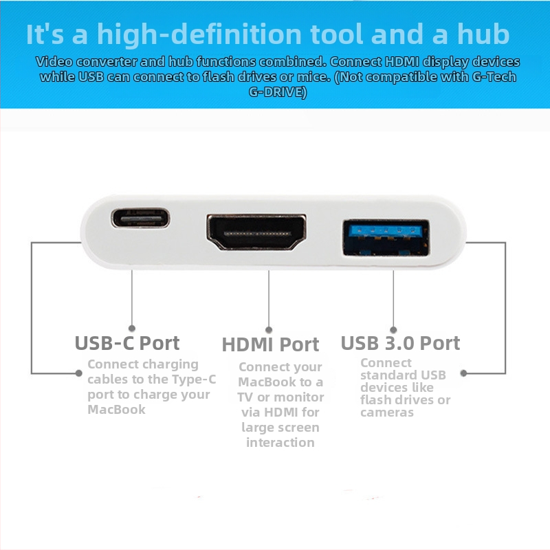 Type-C na HDMI konvertor s USB výstupom, 4K podpora