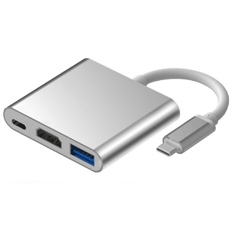 Adaptor Type-C către HDMI și USB 3-în-1, 4K, USB 2.0, fără alimentare externă